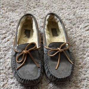 UGG Charcoal Suede Moccasin with Bow